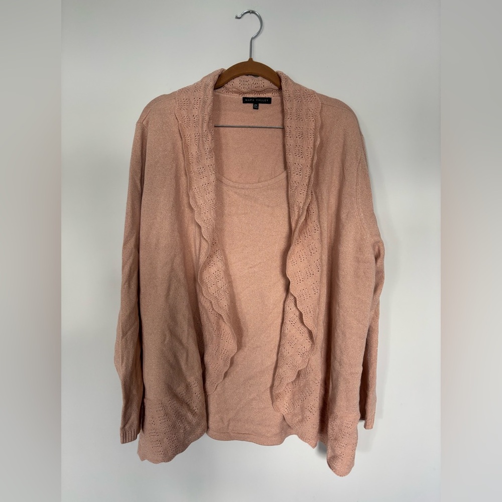 Napa Valley 🪺 Women's Soft Pink Cardigan with built in Top